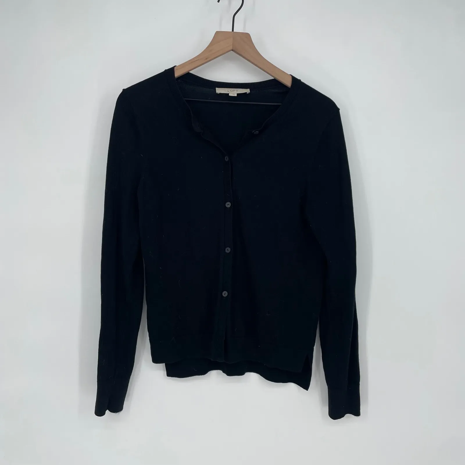 LOFT Black Button Front Cardigan Sweater Long Sleeve Size S - Image 2