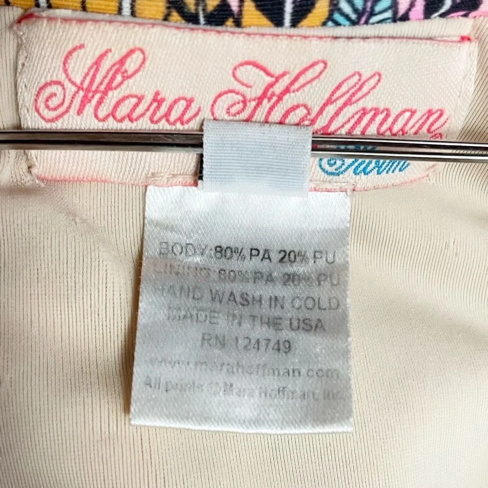 Mara Hoffman Swim One Piece Swimsuit Size Small Pink Feather Print Cutout Back - Image 13