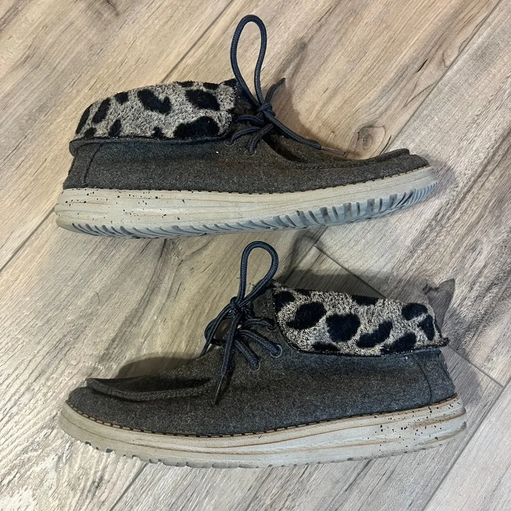 Hey Dude Britt Loafer Slip On Bootie Gray Cheetah Womens 9 - Image 5
