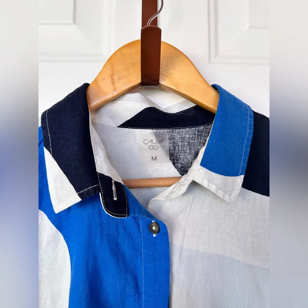 CALIA Women's Oversized Long Sleeve Button Down Cover Up Blue / Navy Size M Size M - Image 7