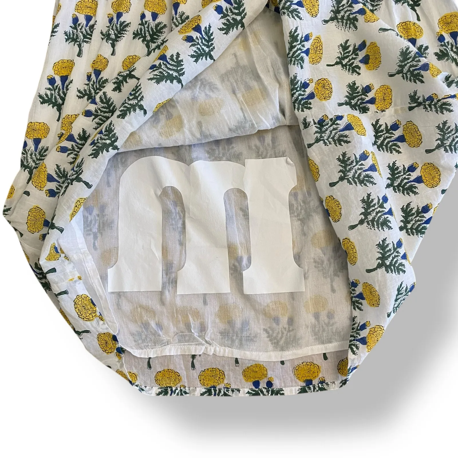 Emerson Fry Basalie Dress in Big‎ Marigolds Size Small, Boho, Organic Cotton White - Image 7