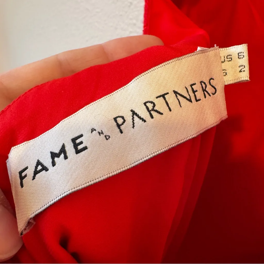 Fame & Partners Red Lace Babe Maxi Dress Womens 6 Prom Formal Gown High Slit - Image 12