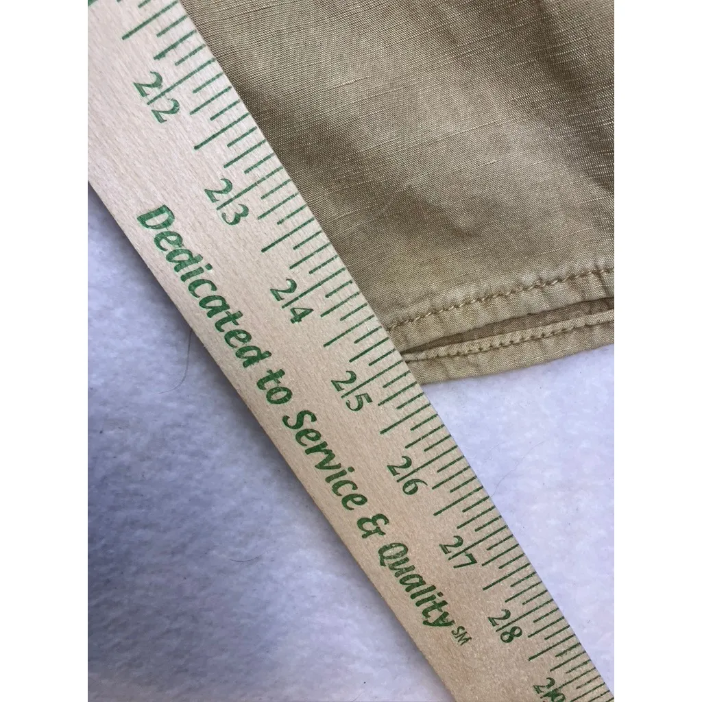 ZARA Women Linen Blend Drawstring Waist Wide Leg Crop Pants Khaki Size L New - Image 5
