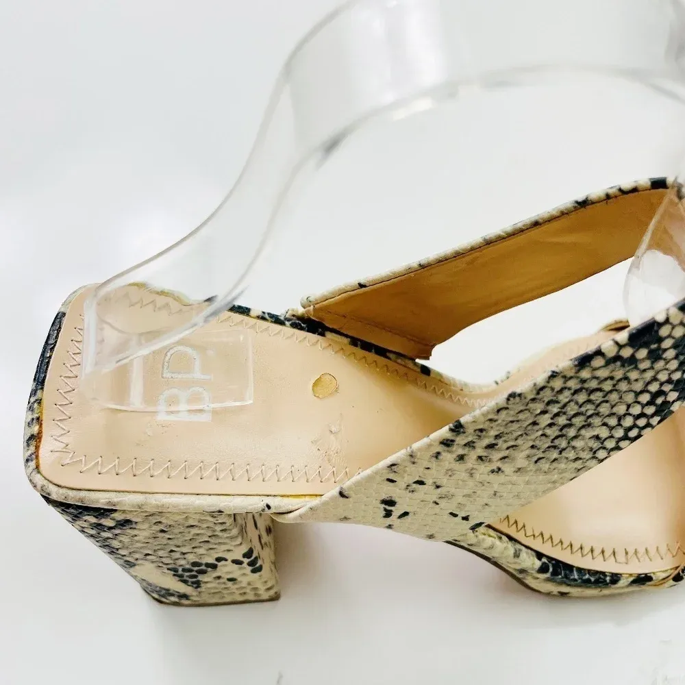 BP Karly Sandals Block Heel Snake Crocodile Print Platform Slide Size‎ 9 - Image 5