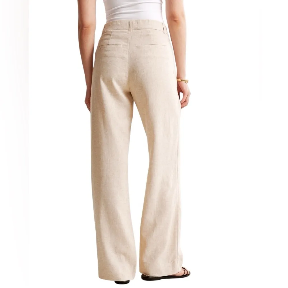 Abercrombie & Fitch Sloane Low Rise Tailored Linen-Blend Pant Sz 6/27 BEIGE - Image 4