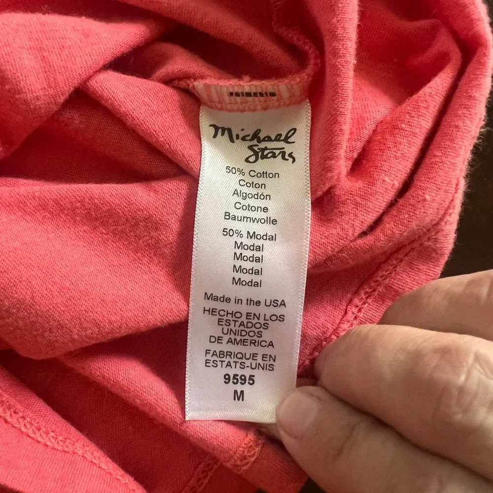 Michael Stars Coral Ruched Sleeve T-Shirt Dress - Medium - Image 4