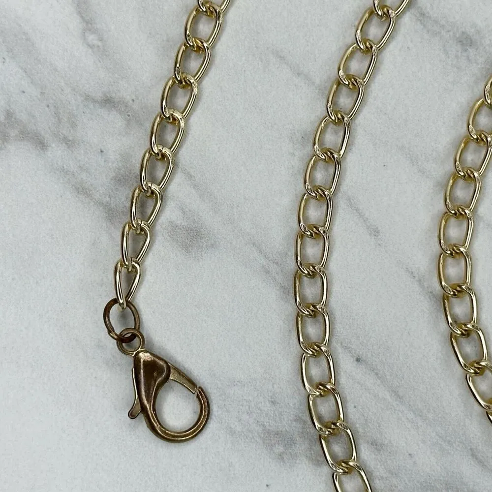 Gold Tone Skinny Chain Link Belt with Bar Details Y2K Festival ✨ - Image 2