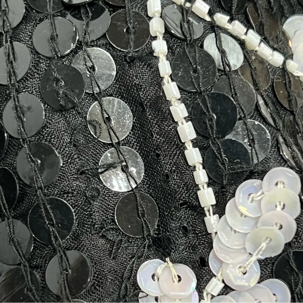 Silk blend Black Sequin large vest - Image 12