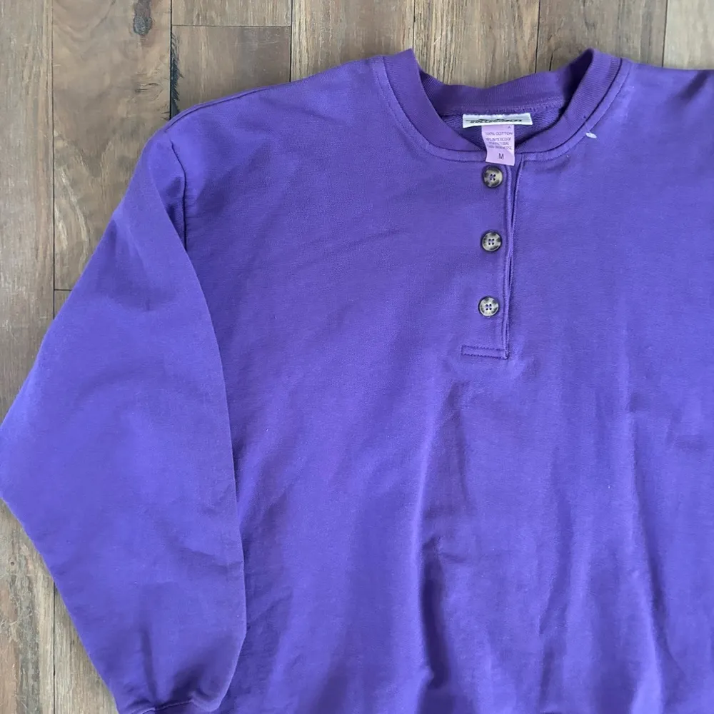 Vintage Purple Henley Pullover Long Sweatshirt Size Medium Size L - Image 6