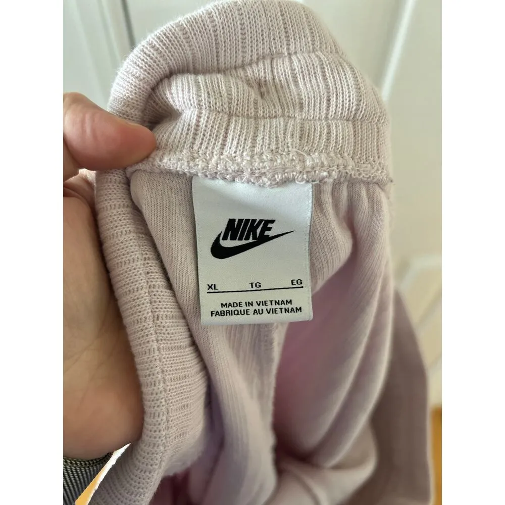 Nike Light Pink Ribbed Pull On Cropped Wide Leg Lounge Pants - Image 5