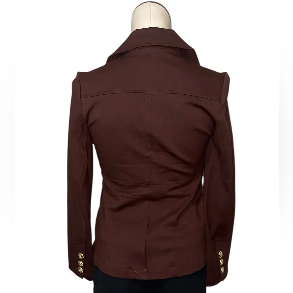 NWOT JOIE Gold Button Fitted Military Blazer Jacket Chocolate Brown XS - Image 6