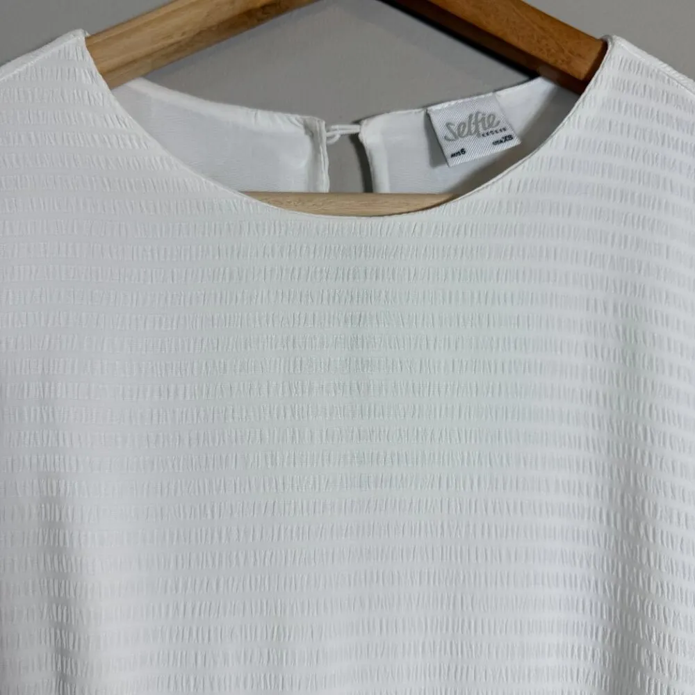 Selfie Leslie Zipporah Short Sleeve Layered Ruffle Mini Dress Women's XS White - Image 9