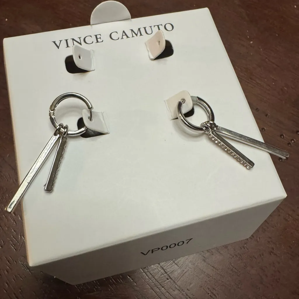 Vince Camuto Gold Hexagon Crystal stones and Geometric bars with crystal  2 pair - Image 7