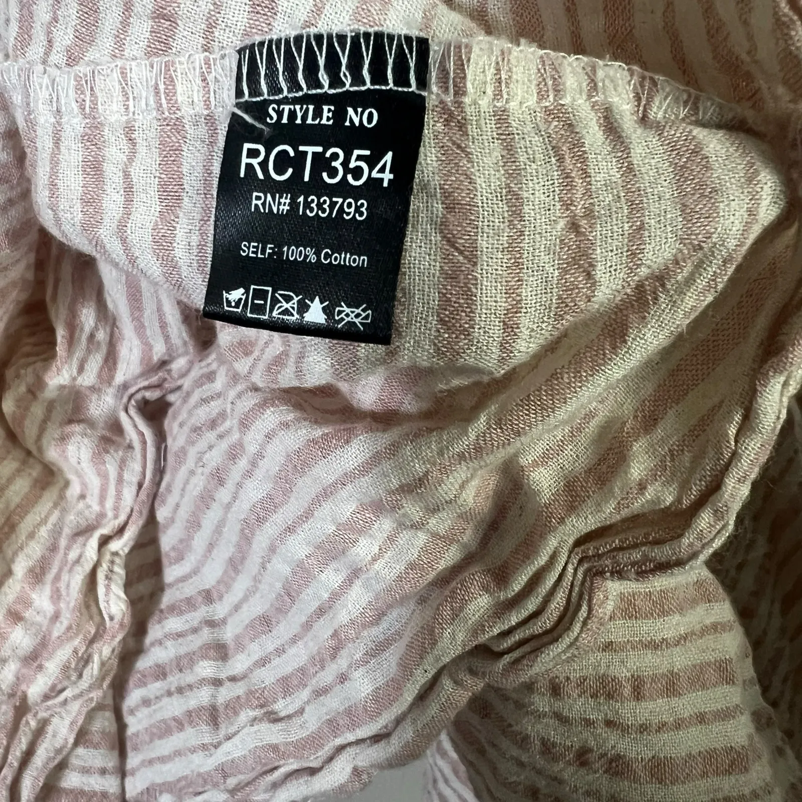 POL Striped Flare Sleeve Top Womens L Pink 100% Cotton Beachy Slouchy Boho - Image 6