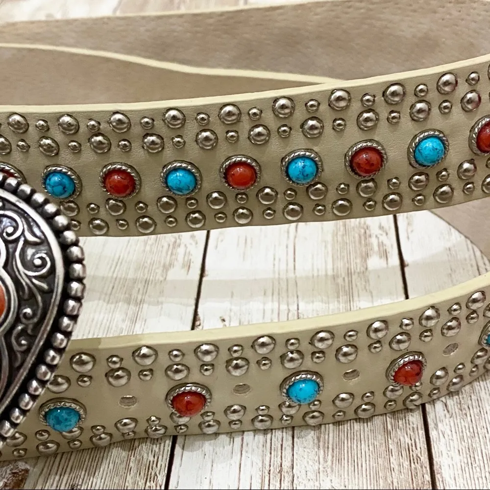 Genuine Leather Studded Southwestern Belt Buckle L Size L - Image 8