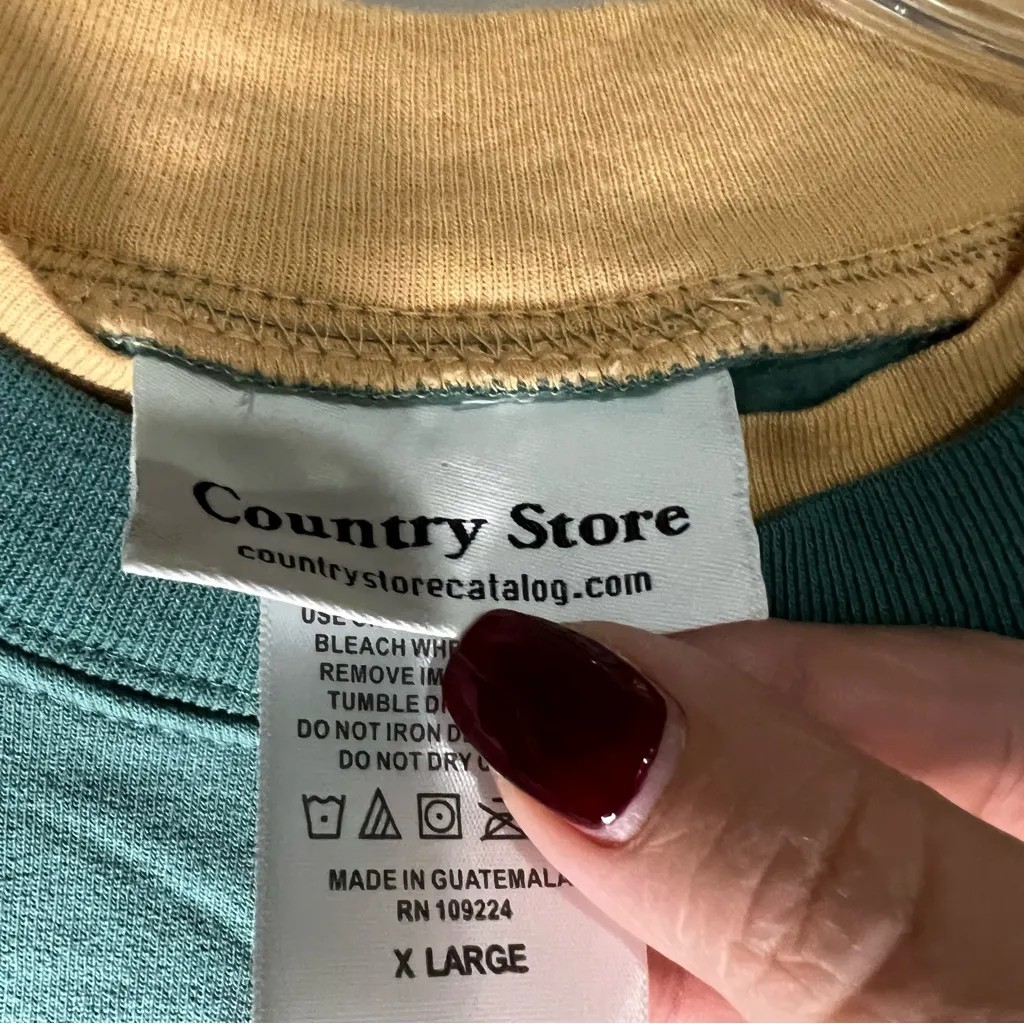 Country Store Scarecrow Harvest Fall Teal Inset Collar Pullover Crewneck Sweater Green Size XL - Image 6