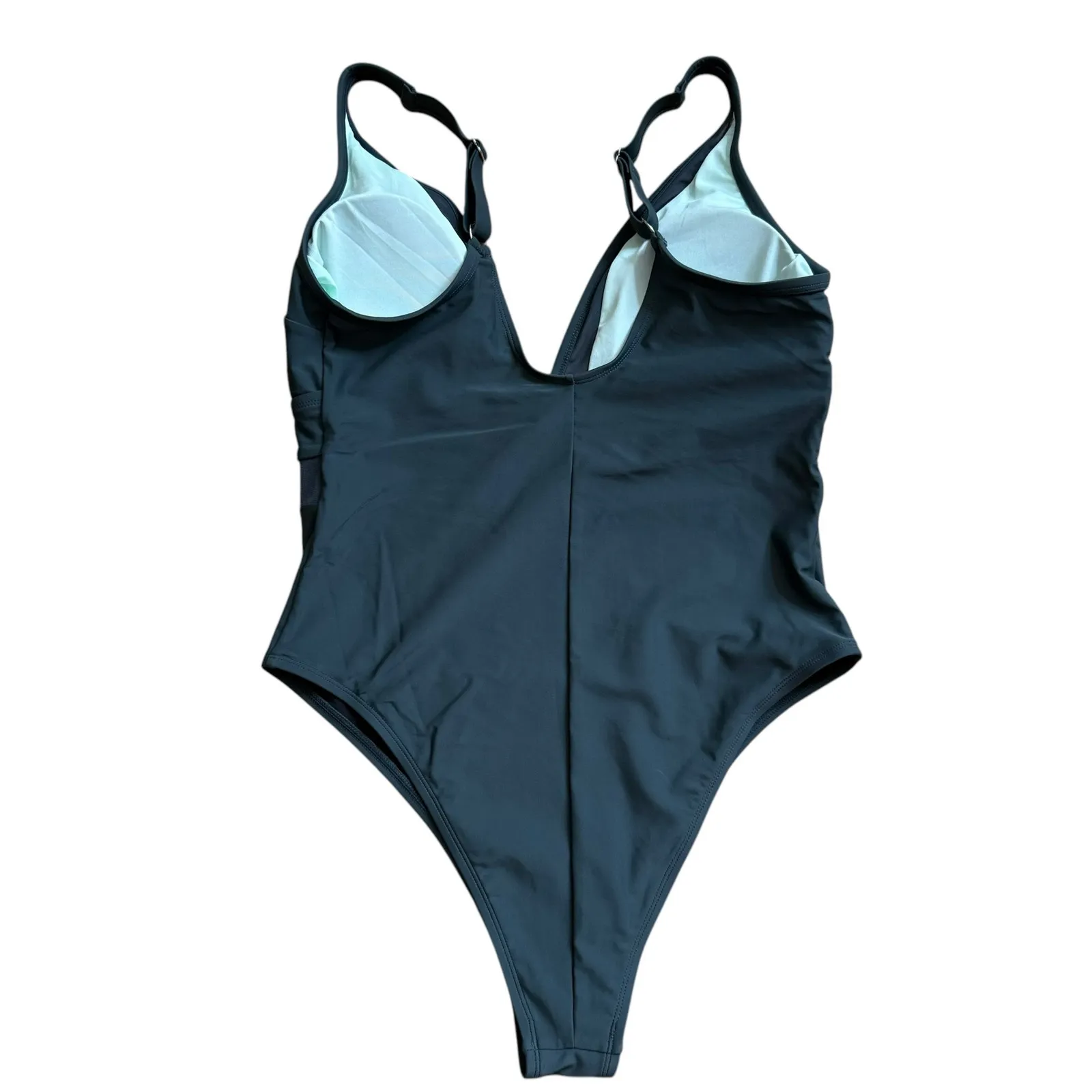 NWT Cupshe Hunter Green Swimsuit 1X Vneck Mesh Tummy Control Sexy Plunge - Image 4