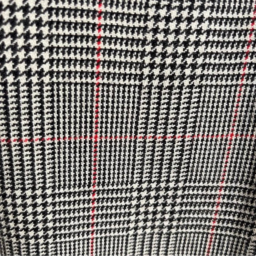 Vintage 80s Giorgio Sant’Angelo Wool Skirt Houndstooth Plaid Midi Pencil Size 12 Black - Image 3