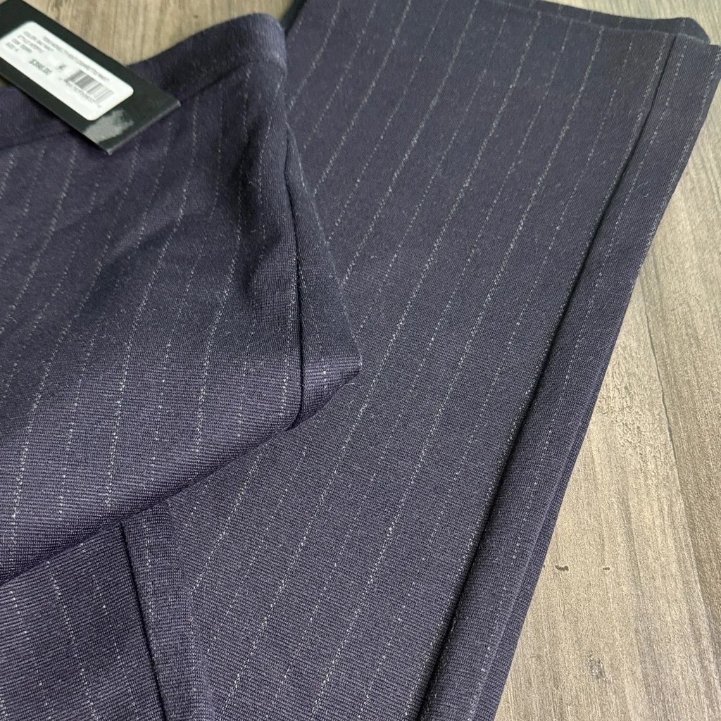 Kobi Halperin Navy Novelty Knit Pinstripe Cigarette Pant Blue Size 4 - Image 4