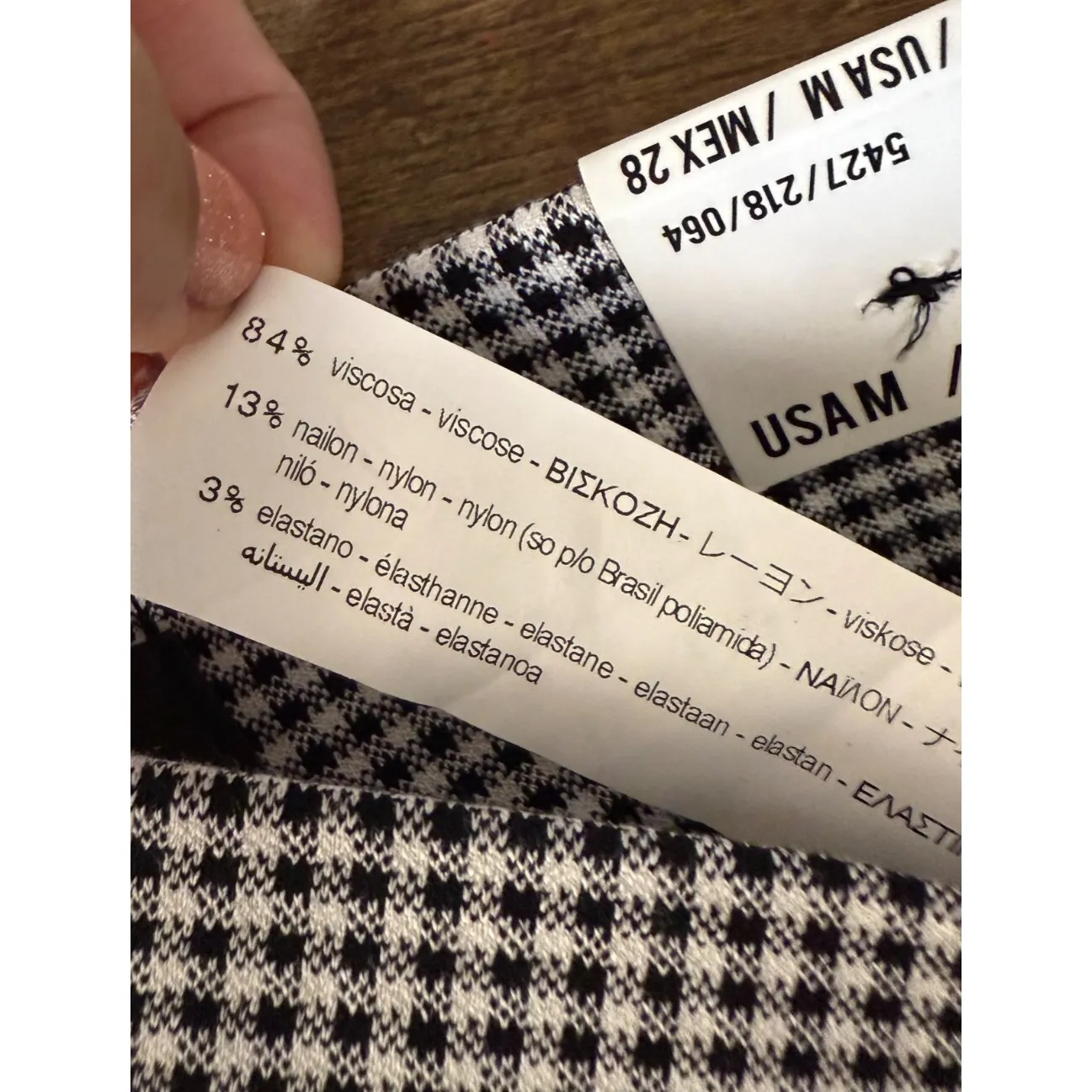 ZARA Trafaluc Legging Women Sz M Pants Houndstooth Black White Office Grunge‎ - Image 6