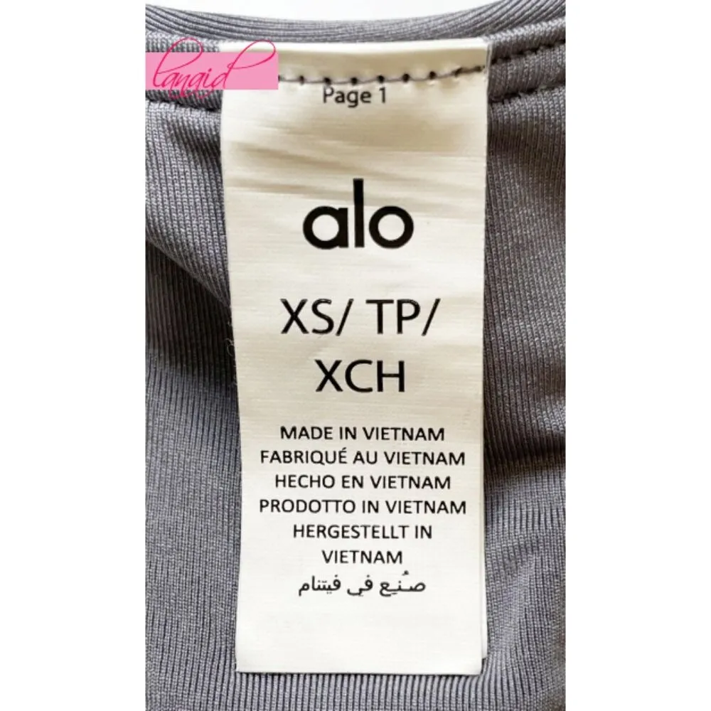 Alo Airlift Advantage Racerback Bra Fog Padded Sports Tank Exercise Crop Top XS - Image 9