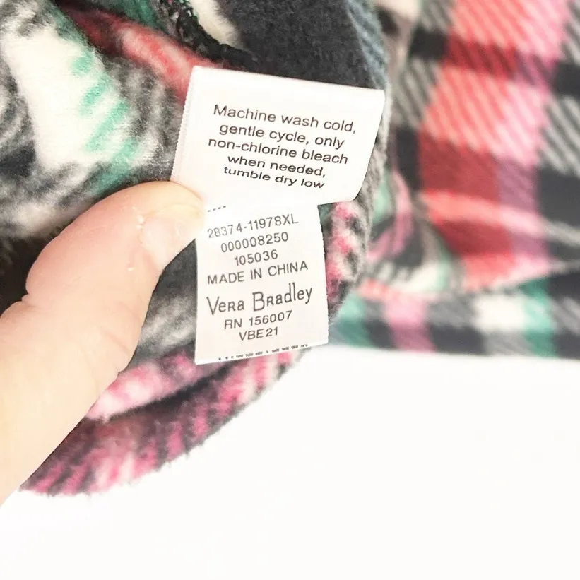 Vera Bradley Cozy Pajama Top RIbbons Plaid Fleece Sz XL - Image 5