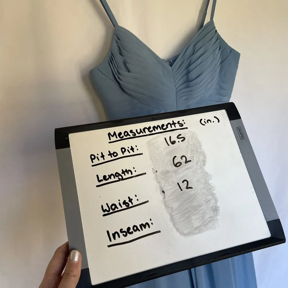 Azazie Alia dusty blue custom design formal bridesmaid dress spaghetti straps - Image 7