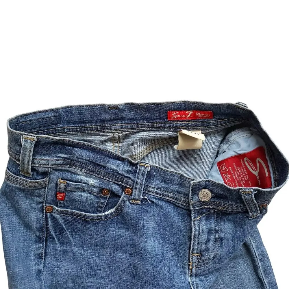 Seven7 Jeans Womens 24 Straight Leg Low Rise Waist Medium Wash Denim Cotton - Image 3