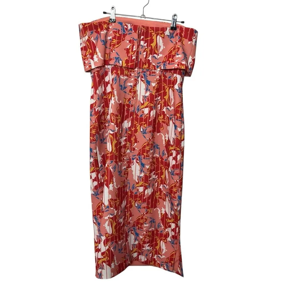 C/MEO Collective Strapless Coral Print Midi Dress Women’s Size Large - Image 7