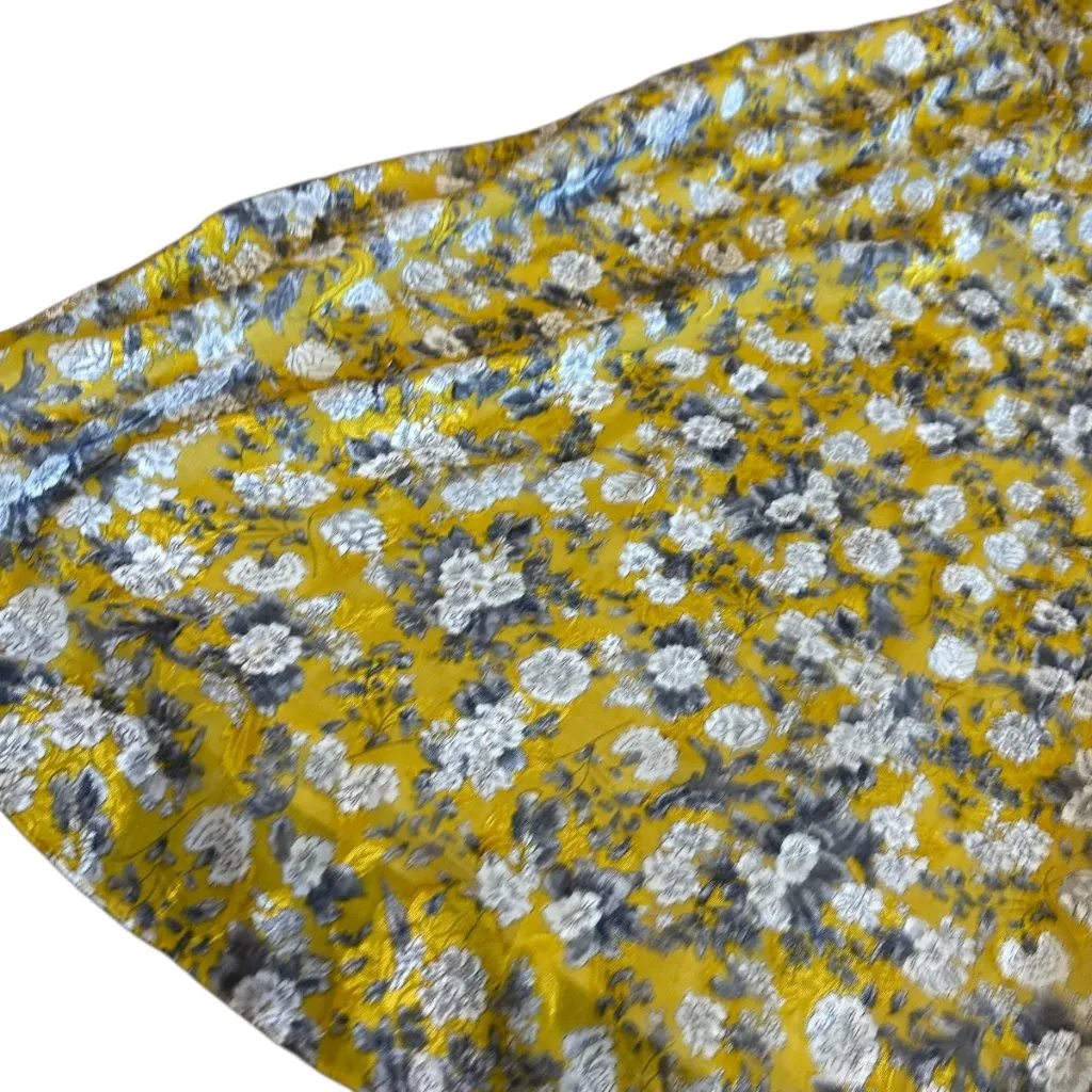Zara Yellow Floral Print Dress Long Sleeve Defined Waist Stretch Size Medium - Image 11