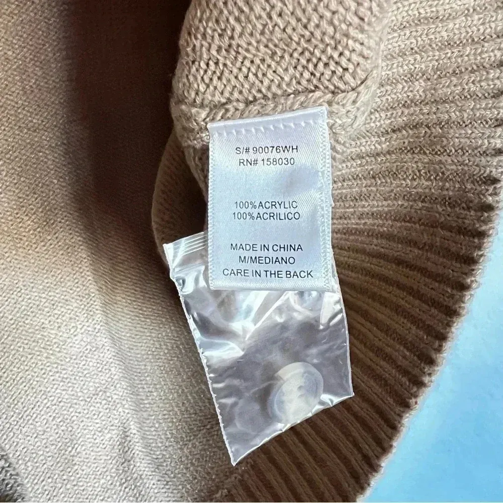 Cardigan Sweater Floral Knitted Oversized Boxsy Waist Length Khaki Brown - Image 8