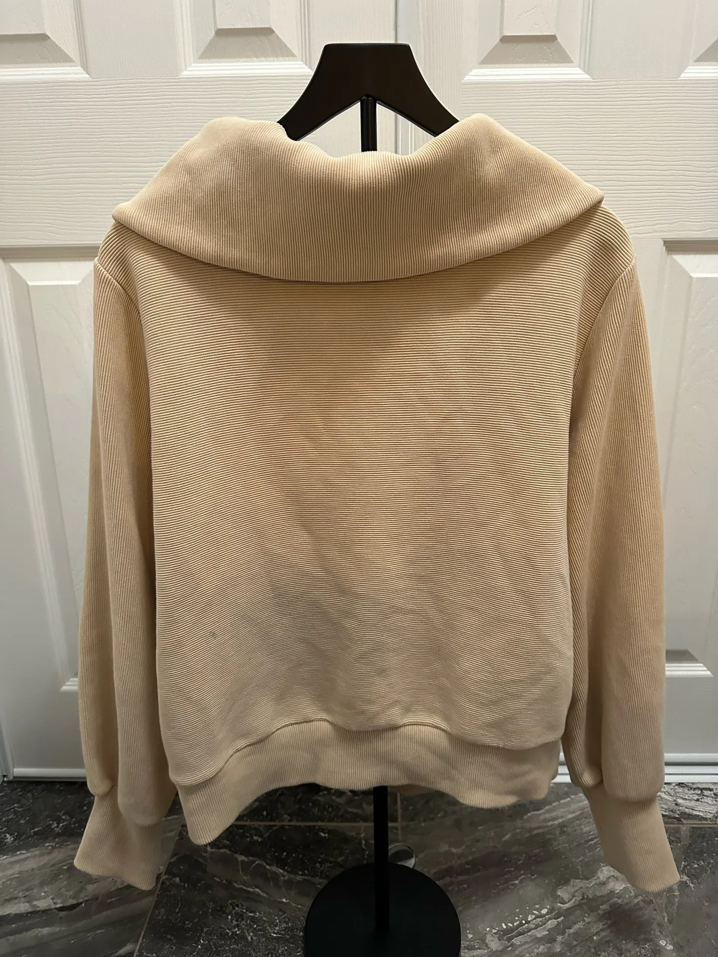 Varley Vine Half Zip Sweatshirt Womens Medium Taupe Marl Ottoman Rib Oversized - Image 6