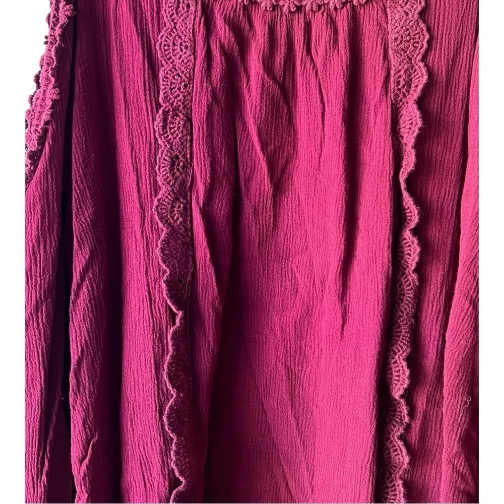 Women's red tank top blouse love on the boho bell indigo flared  vintage S. - Image 5