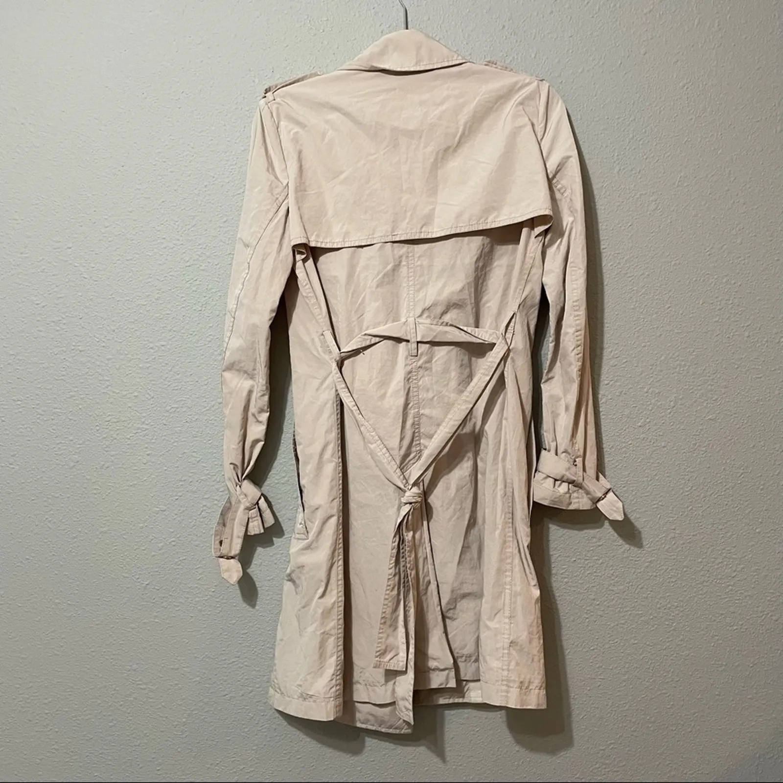 MNG Basics Khaki Moto Zip Trench Coat Womens XS Tan Neutral Classic Lightweight - Image 6