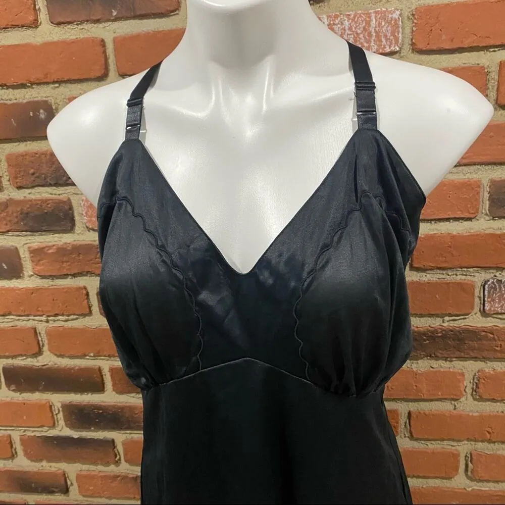 Women's Vintage Slip Vintage Movie Star Black Chemise Sz 44 Size L - Image 3