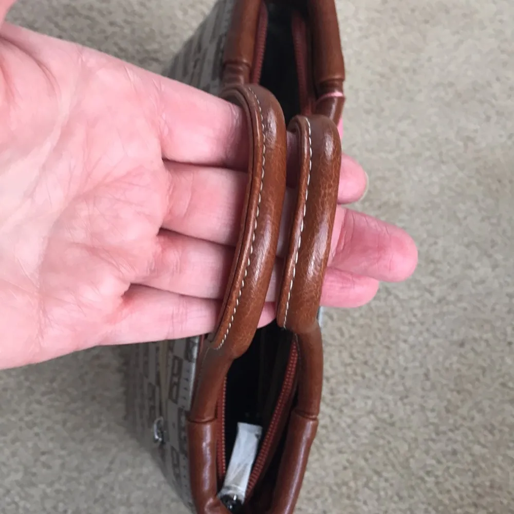 Pink Diamond Canvas /Leather Tote Bag Brown - Image 7