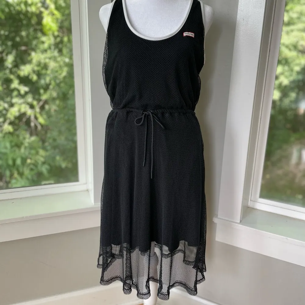 Hunter Black Mesh Racerback Zip Back Tennis Dress Swimsuit Coverup Size Small - Image 3