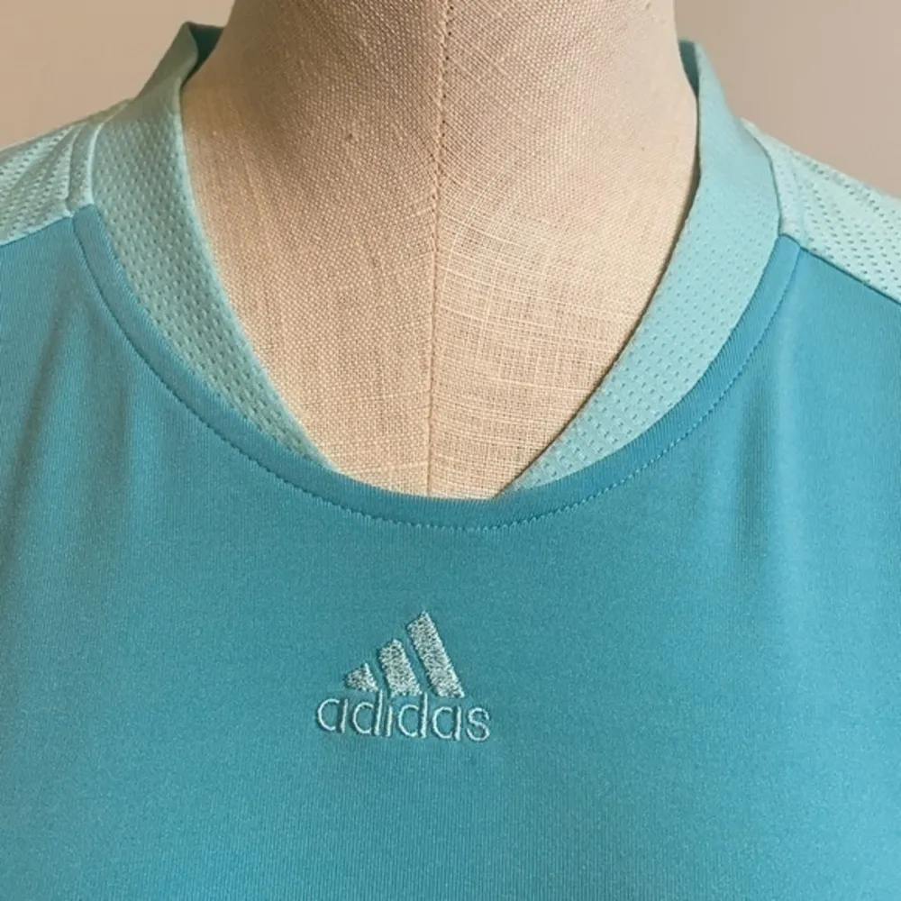 Adidas women’s Court Cap sleeve Tennis RN 88387 liquid blue ice top shirt Sz L - Image 3