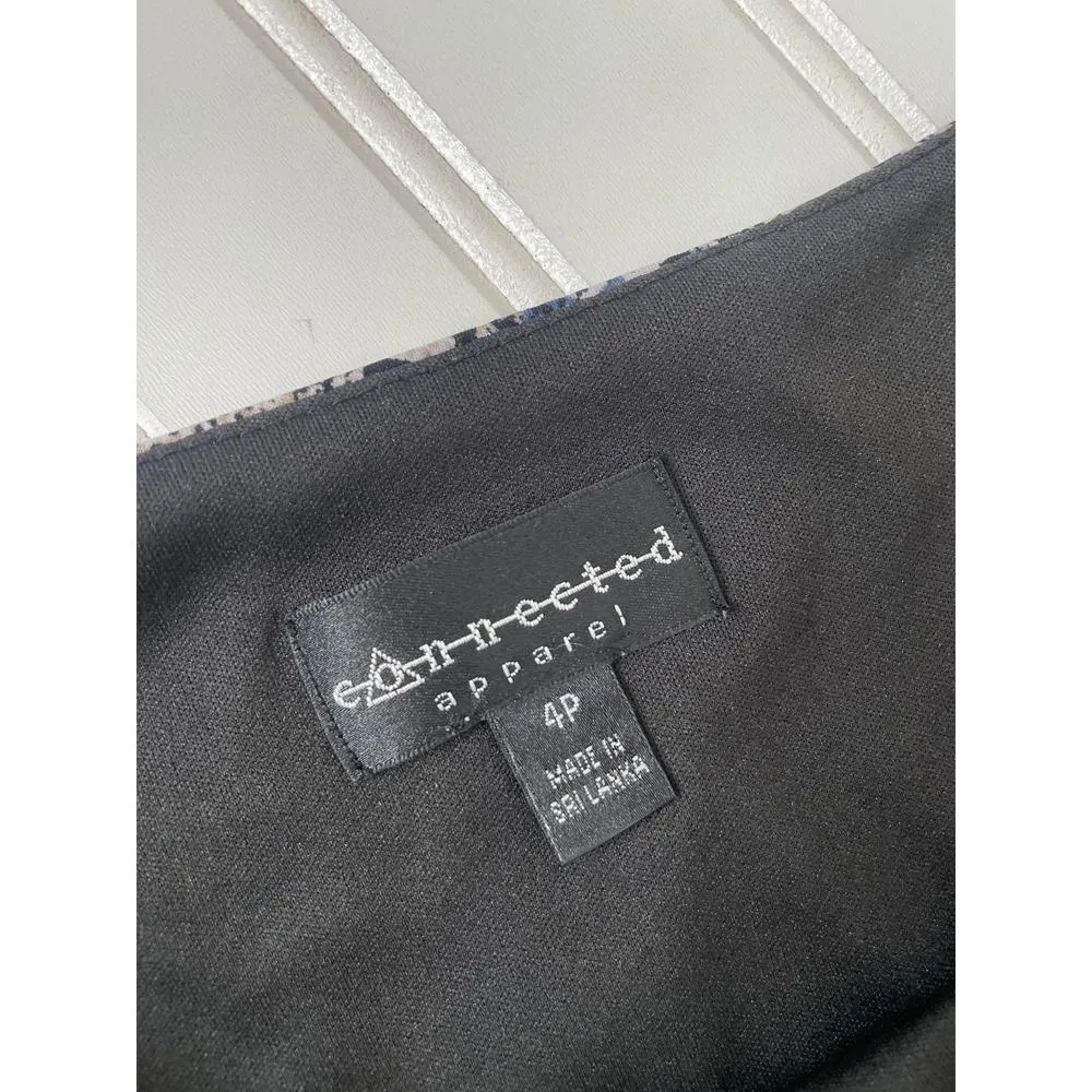 Connected Ruched Mini Sheath Dress Black & Tan Animal Snakeskin Python Size 4P - Image 6