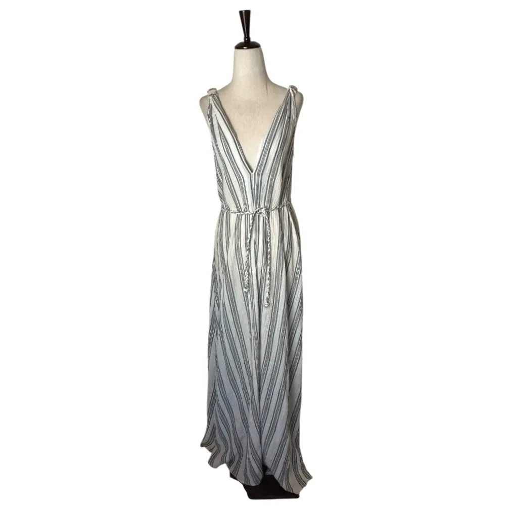 LoveShackFancy‎ Dress Women XS Ivory Gray Striped Georgica Maxi Luxury Boho - Image 3