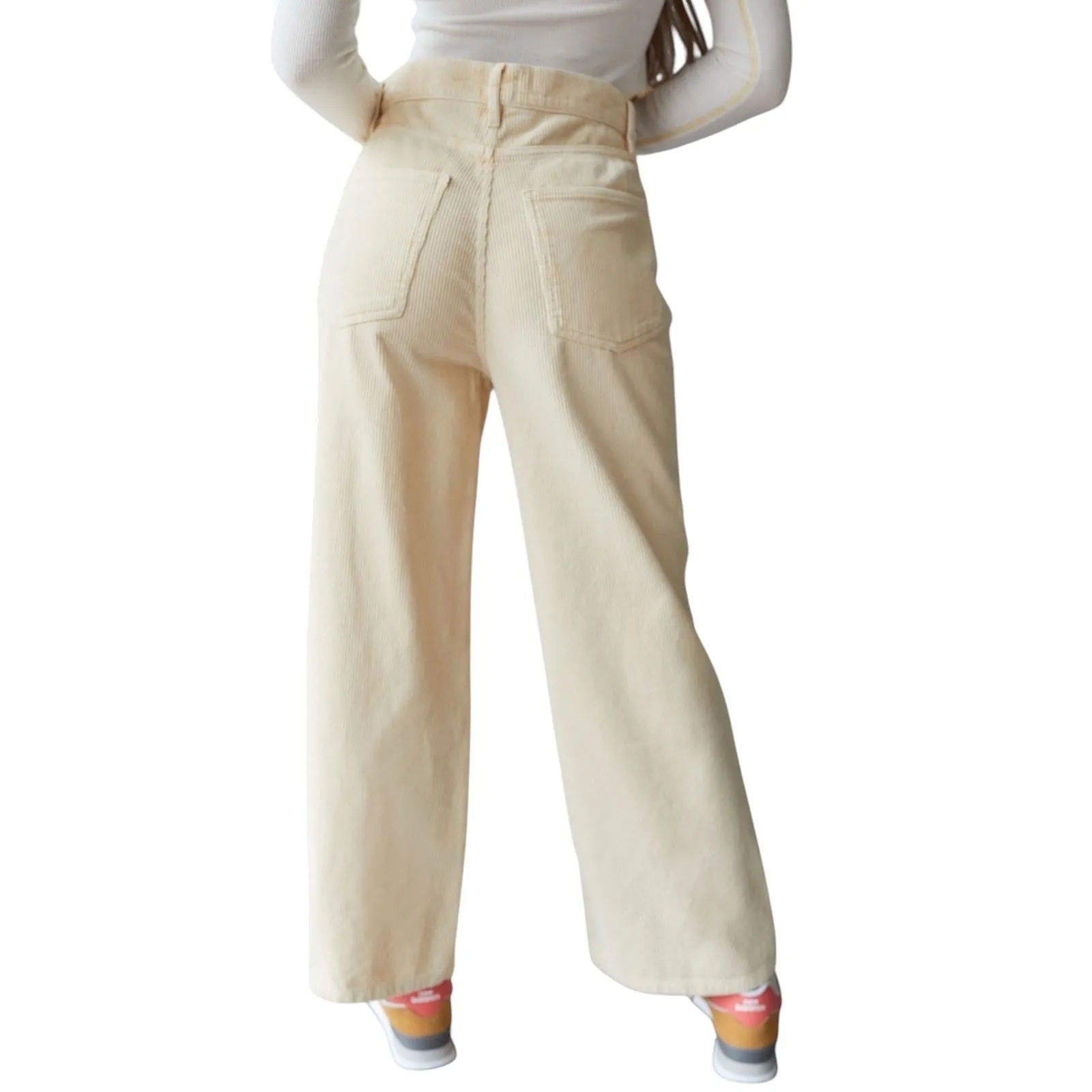 BDG Corduroy High and Wide Corduroy Pants Cream High Rise Women's Size 29‎ - Image 3