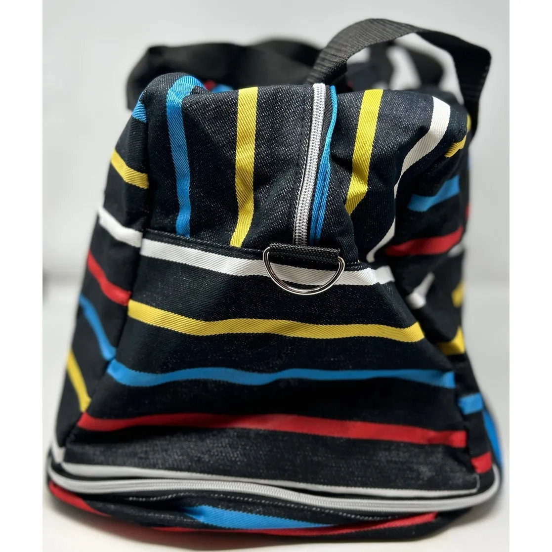 Canvas Black Striped Blue Yellow Red White Large Luggage, Beach or Gym‎ Bag New - Image 2