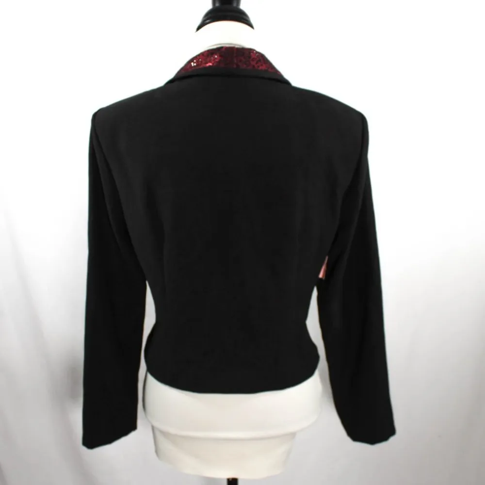 Vintage 1990s Red Black Faux Vest Jumpsuit with Blazer Leopard Animal Print Size 14 - Image 9