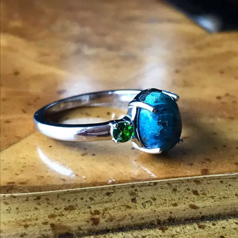 Natural Shadowkite Chrome Diopside Sterling Silver Ring Size 9 Blue - Image 2