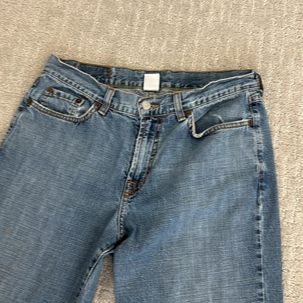 Vintage 90s Lucky Brand low rise flare dungarees light wash 100% cotton - Image 2