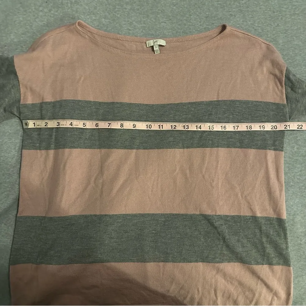 Joie Sweater Pink/Grey Stripe Knit Long Sleeve Scoop Neck Sz Small - Image 4