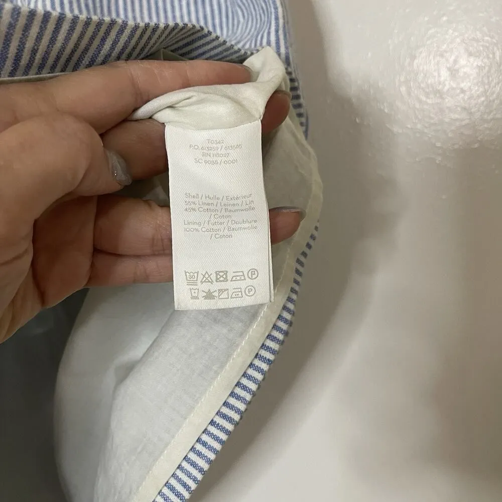 Boden Leonora Women's Linen Blend Pencil Belted blue stripe Skirt US 6 Regular - Image 4