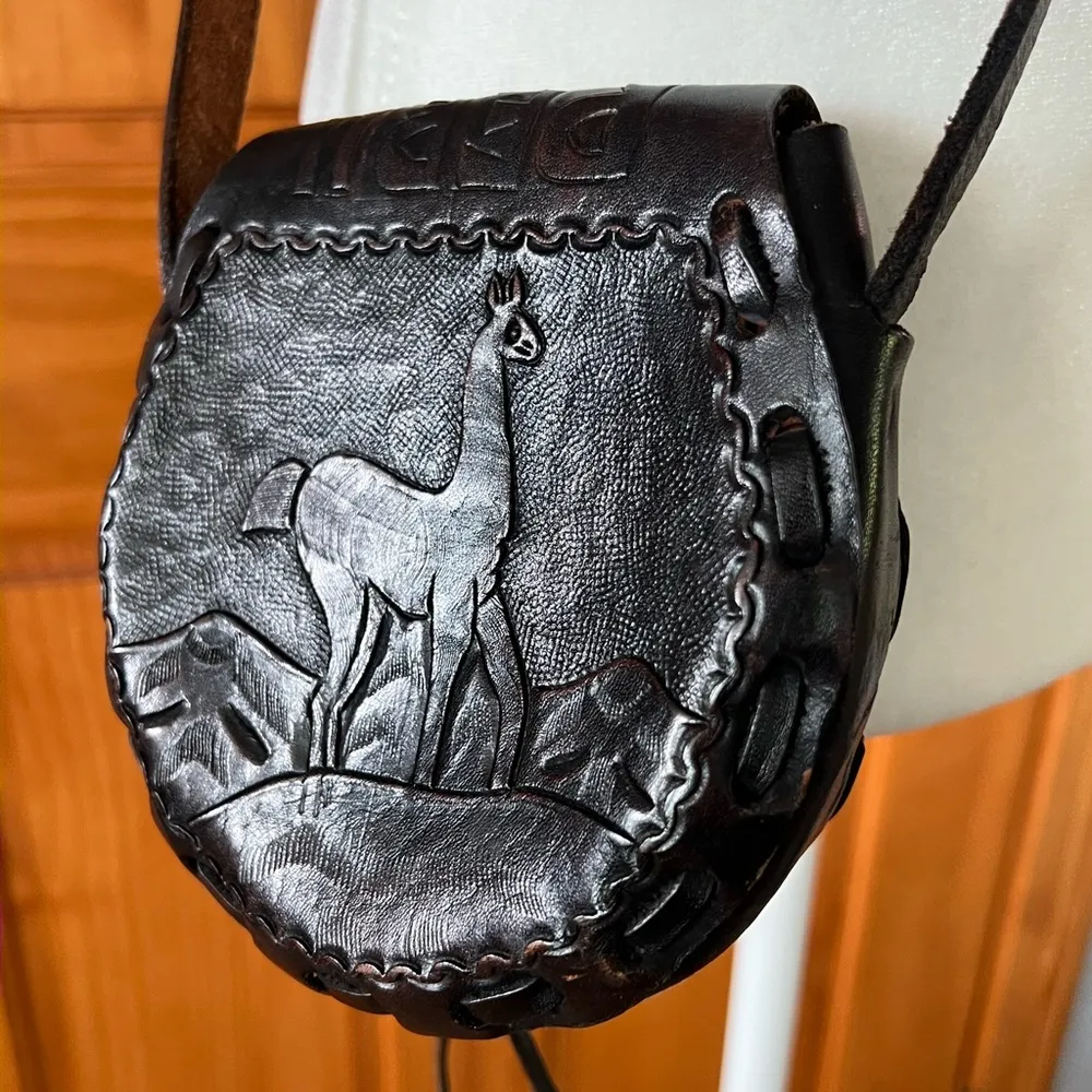 Black Real Leather Llama Crossbody Bag - Image 4