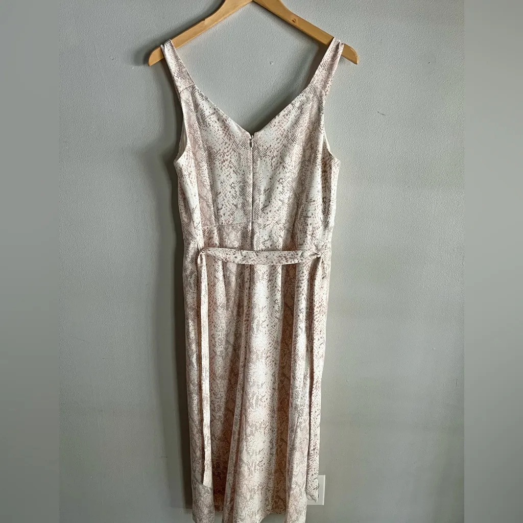 LOFT snakeskin print beige pink wide leg jumpsuit preppy chic - Image 9