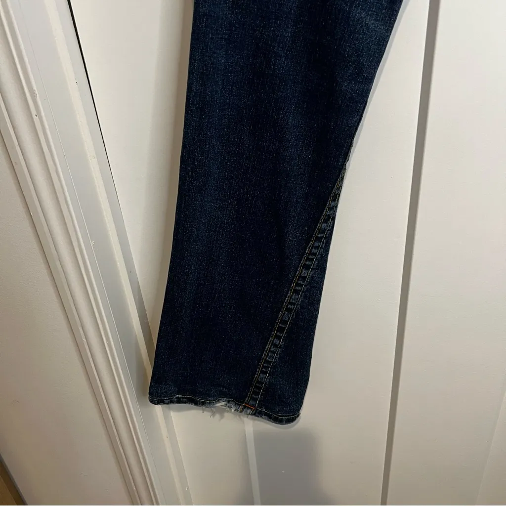 True Religion Rainbow Joey Flared Jeans Twist Stitch Sz 28 Low Rise Y2K - Image 4